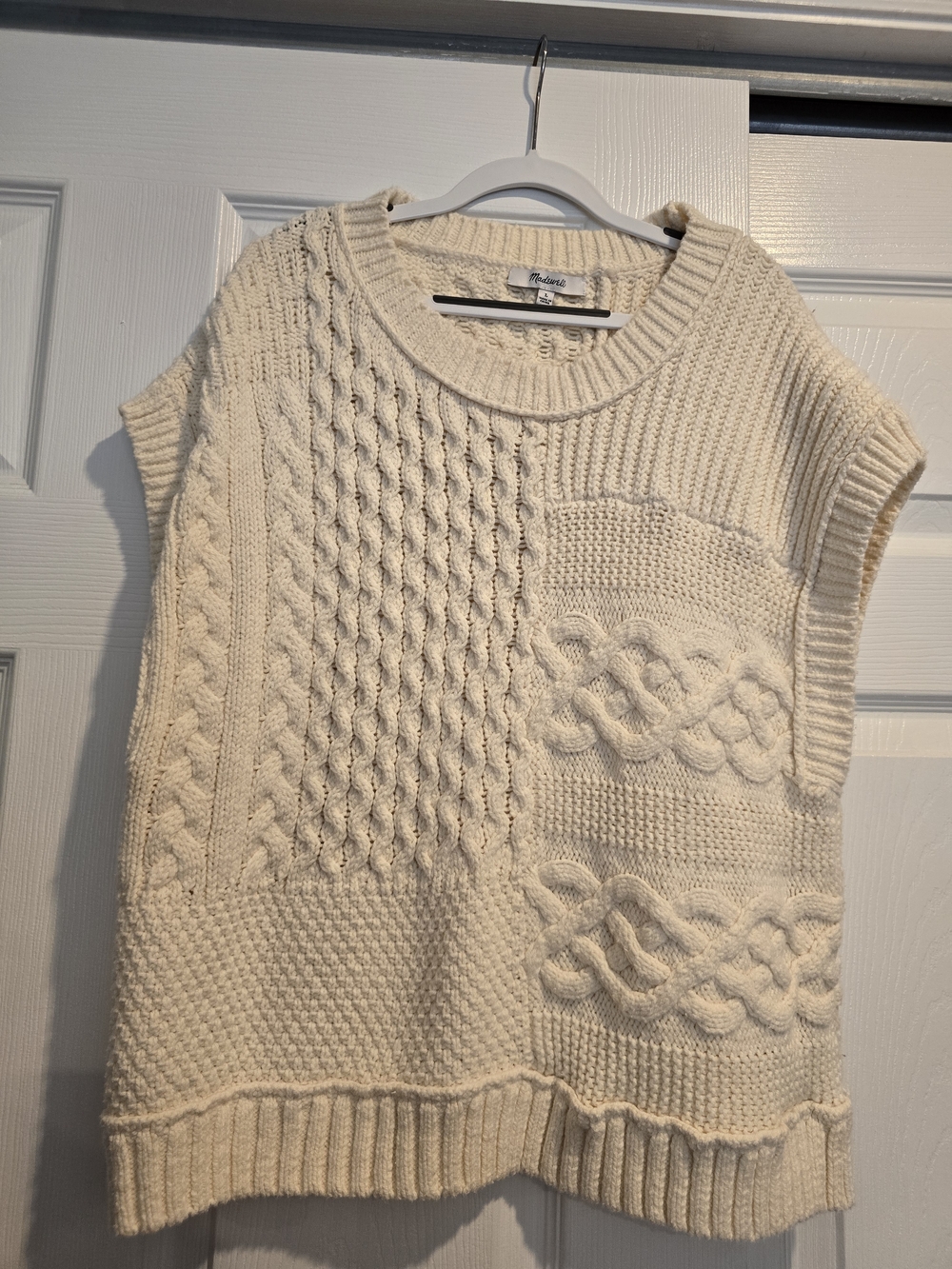 Madewell Cream Cable-Knit Sleeveless Sweater Vest